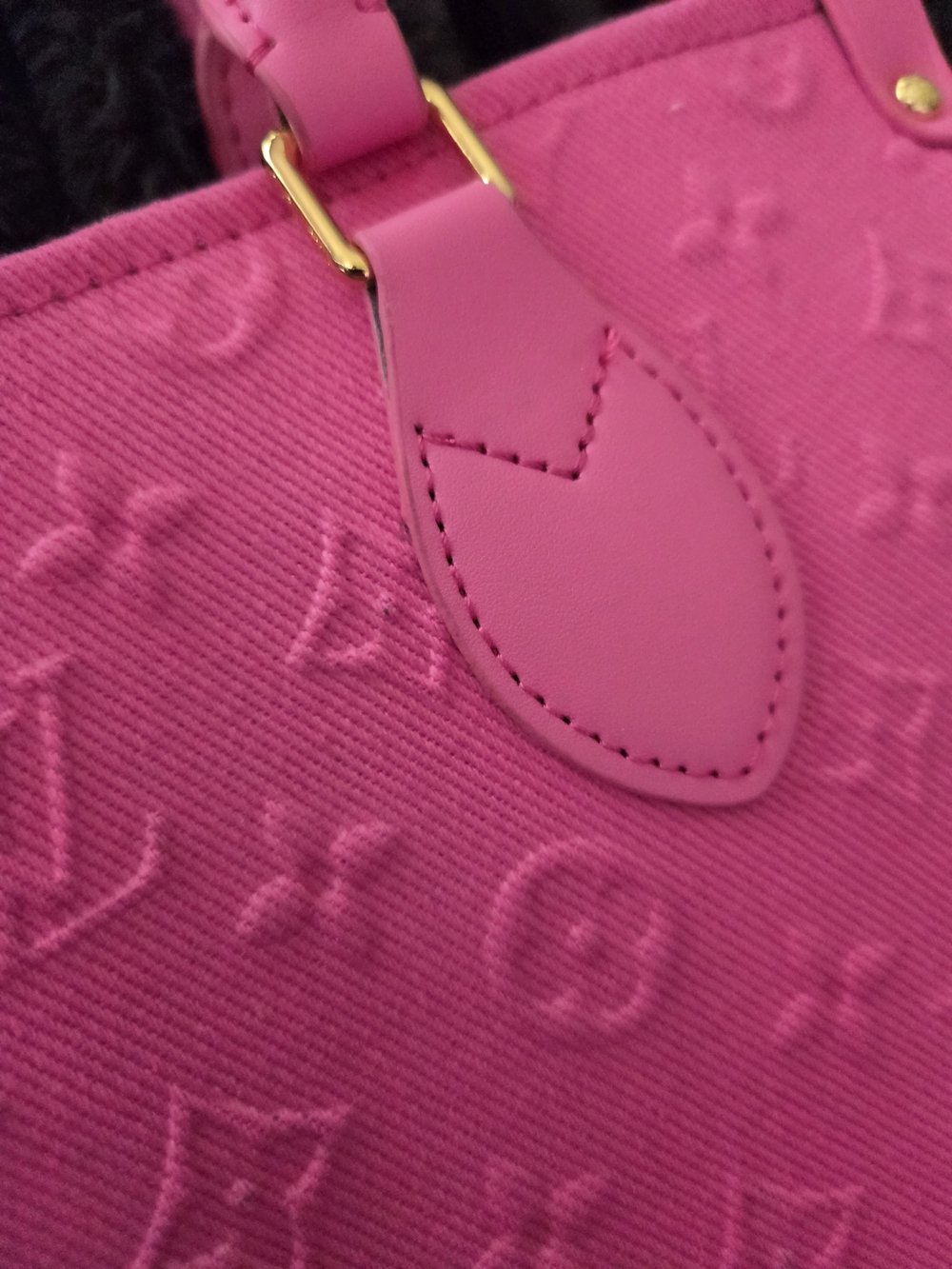 Neon Pink Embossed Tote With 2 Strap Options - Picture 3 of 11